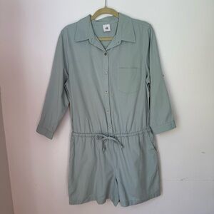 CAbi Light Blue Romper Jumpsuit | Roll-Tab Sleeves | Shorts Size L